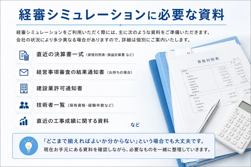 経審シミュレーションに必要な資料