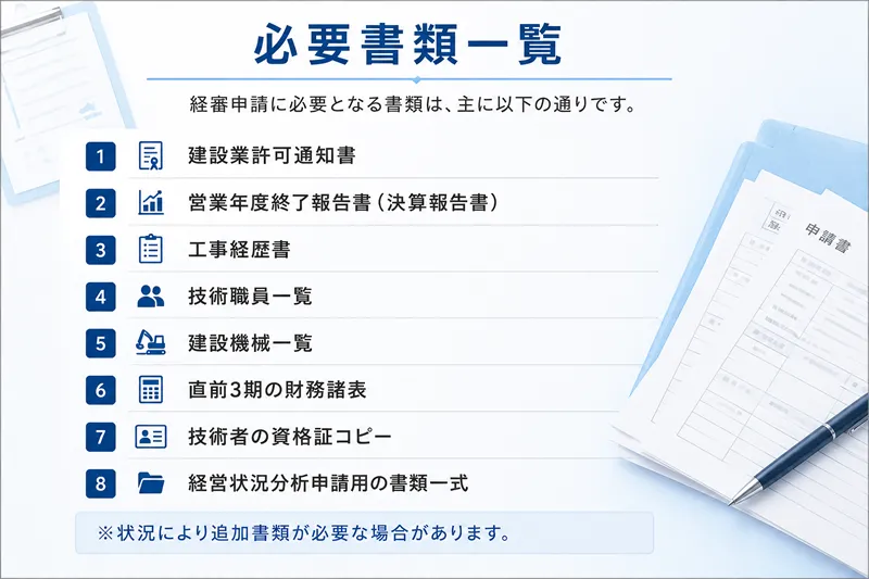 経審申請に必要となる書類